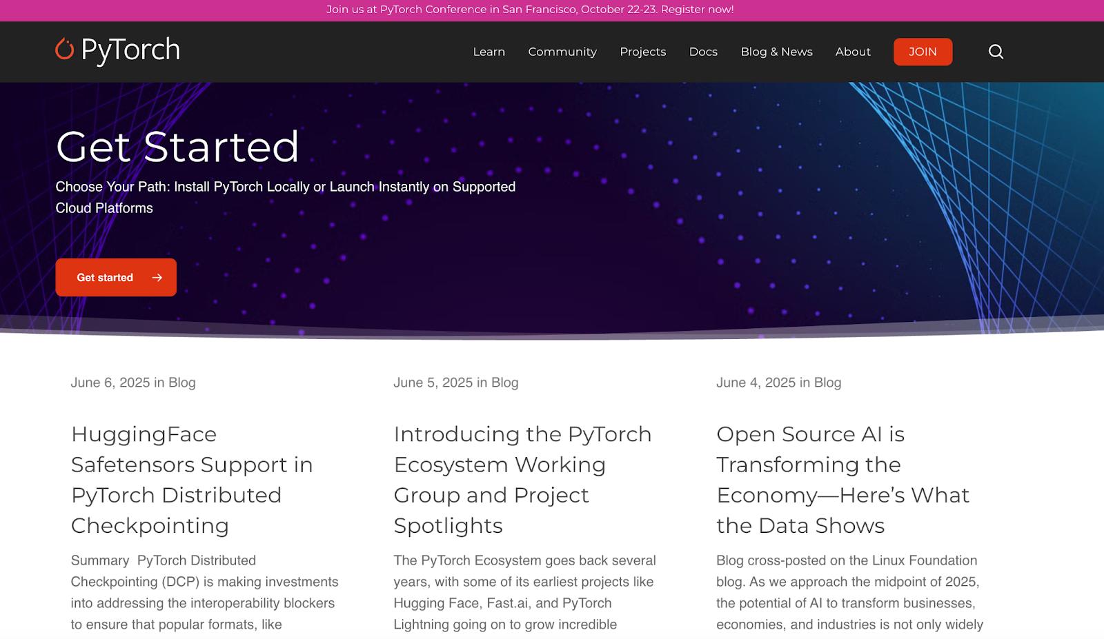 PyTorch website