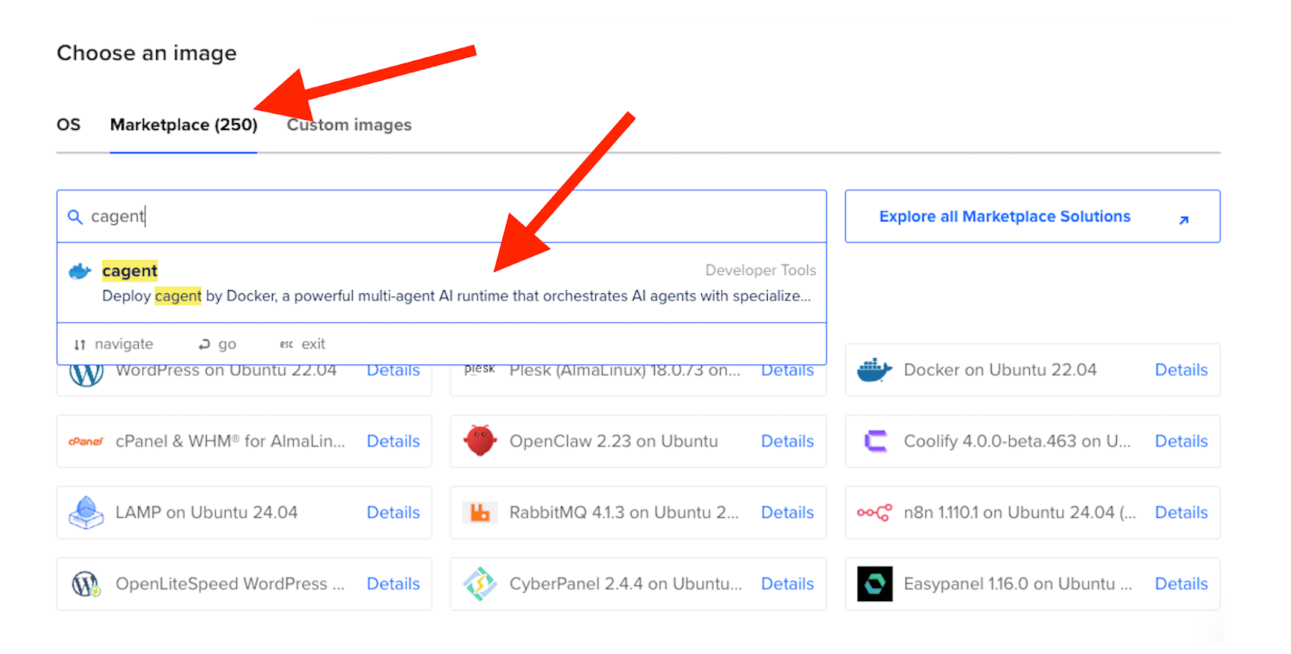 Search for "Docker Agent" in the Marketplace tab